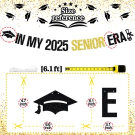 In My 2025 Senior Era Banner, Congrats Grad/So Proud of You, Class of 2025 High School College Graduation Party Bunting Decoration Supplies