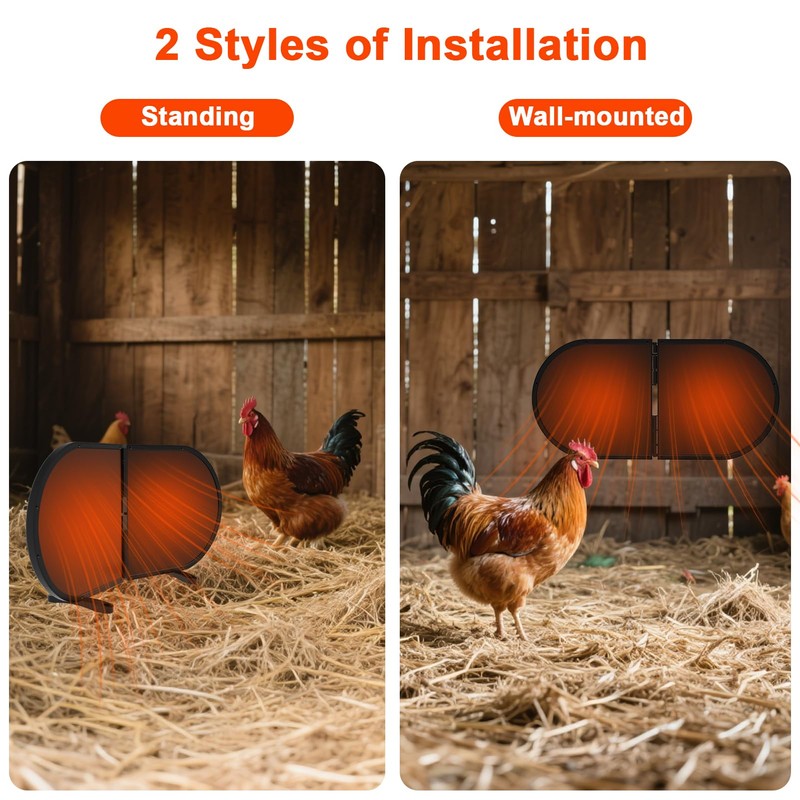 Tepoal Large Chicken Coop Heater for Winter, 220 Watts Foldable