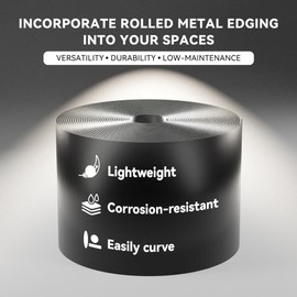 Worth Galvanized Steel Landscape Edging 4.5" x25' Metal Garden Edging Roll Flexible Bender Border with 8Pcs Stakes for Lawn, Flower Bed Edges, Black