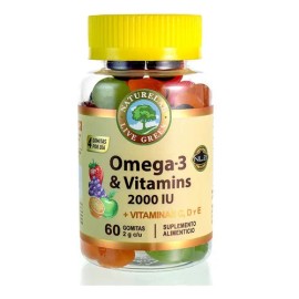 Gomitas De Omega 3 & Vitamins 2000 - 60 Gomitas - Naturelab Sabor Uva, Fresa, Naranja Y Manzana Verde