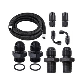 Autoutfit AN6 Automatic Transmission Cooler Line Kit For 4L60E 4L65E - Black Nylon Braided Hose Kit