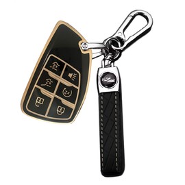 RPKEY 6 Buttons Key Fob Cover: Key Fob Shell with Keychain Fit for 2021 2022 2023 Chevy Tahoe Suburban GMC Yukon Yukon XL Yukon Denali Hummer EV Black Car Key fob Case