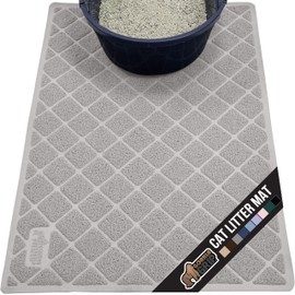 GORILLA GRIP Cat Litter Box Mat, Water Resistant Kitty Litter Trapping Mat, Textured Backing, Easy to Clean, Less Waste and Clean Floors, Kitten Supplies for Indoor Cats, Soft on Paws, 24x17 Lt Gray