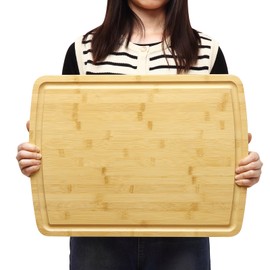 GAOMON Extra Large Organic Bamboo Cutting Board, Meal Prep & Serving Wooden Cutting Board for Kitchen, Chopping Butcher Block for Turkey, Meat, Vegetables, Bbq (20 x 15 In)
