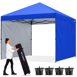 ABCCANOPY Easy Pop up Canopy Tent with 2 Sidewalls for Outdoor Sun Blocking or Rain Protection, 8x8, Royal Blue