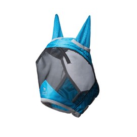 Harrison Howard CareMaster Pro Luminous Fine Mesh UV-proof Fleece Padding Fly Mask Half Face Voodoo Blue (L; Full Size)