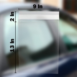 VERSA-TAGS Form Holder, Buyers Guide Holder, Buyers Guide Window Hangers, Buyers Guide Window Holder for Car Dealership, Forms Holder, 9” x 13” Clear Plastic Pouch, Packaged 50 Per Pack