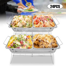 YIYIBYUS 24x Chafing Wire Rack Buffet Stand, Full Size Racks Holder for Dish Serving Trays, Stackable Food Warmer Stand for Catering, Parties, Events, Silver