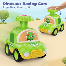 MOONTOY Press Go Dinosaur Toy Cars for Toddlers 1-3 Baby Toys for 1 2 Year Old Boy 1st Birthday Girl Gifts 6-9-12-18 Months Push Car Truck Toddler Boy Toys 1-2 2-3 2-4 Easter Basket Stuffers for Kids