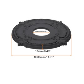 PATIKIL Ceiling Medallion, 12" OD x 4" ID PU Decorative Ceiling Light Medallion Chandelier Medallion Classical Ceiling Light Cover Plate for Ceiling Light Fixtures Fans, Black