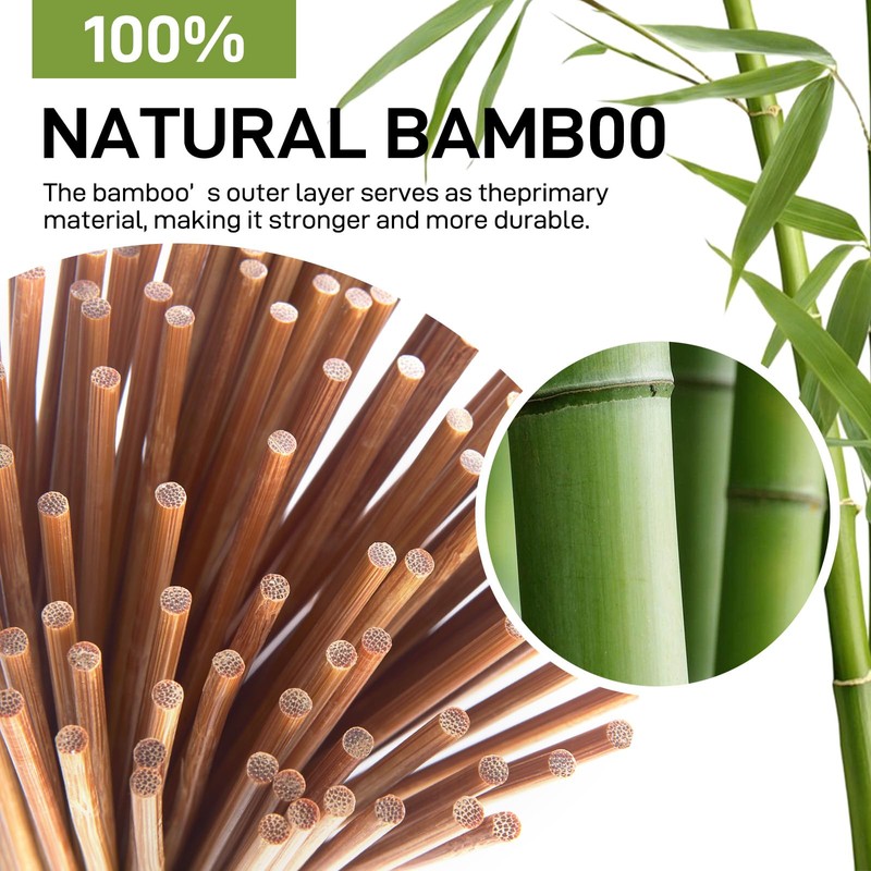 6" Bamboo Skewers Size Choices 8''/10"/12"/14" (4mm Thick), Unbleached Carbonized
