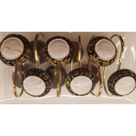 Carnation Home Fashions NEW 12PC VINTAGE Fairmont Hand Painted Crafted Resin Shower Curtain Hooks RARE - Antique Gold