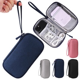 KINMINGZHU Travel Cable Organizer, Electronics Accessories Bag for Charger, Phone, Memory Card, Universal Gadget Organizer (Blue)