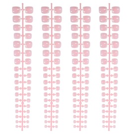 GELLAKTIK French Tip Press on Toenails 144PCS with 4 Strips, 18 Sizes Pink Fake Nails - No Need to File, Pre-applied Primer, Short Square Toe Nails Kit for Women Pedicure & Gift