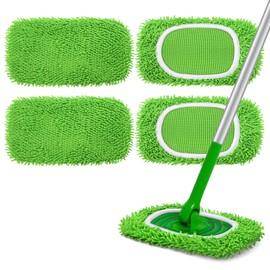 Yicotira Reusable Microfiber Mop Pads Compatible with Swiffer Sweeper- 4 Pack Dry Sweeping Cloths & Wet Mopping Cloths - Washable Wet Pads Refill for Mopping Floors (Mop is not Included)