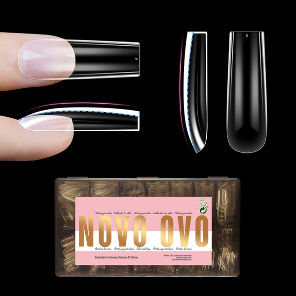 NOVO OVO L Sculpted Thick Square Nail Tips for Flat