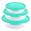 Pack of 3 Round Food Storage Containers Transparent Plastic with