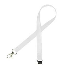 50 x Plain Colour Lanyard ID Card Pass Badge Holder Neck Strap with Safety Breakaway & Trigger Clip Pack of 50 (White)