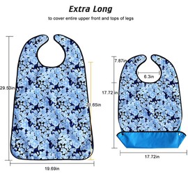 HUAXITRA Adult Bibs for Women, 3 Pack Washable and Reusable Waterproof Adult Bib, Dinning Bibs For Adults Clothing Protector with Optional Crumb Catcher Cherry Blossoms