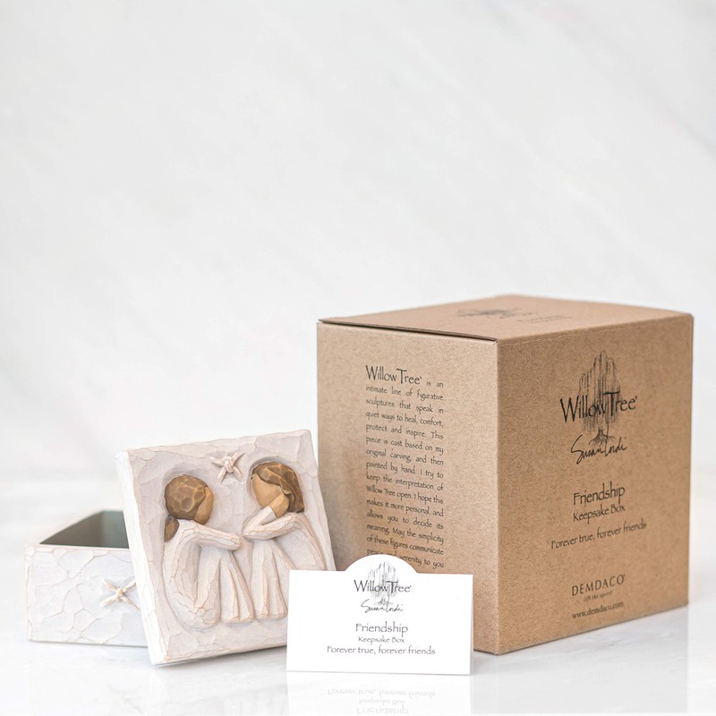 Willow Tree Friendship Keepsake Box, Forever True, Forever Friends, Holds