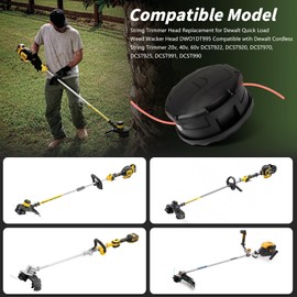 String Trimmer Head Replacement for Dewalt Quick Load Weed Wacker Head DWO1DT995 Compatible wtih Dewalt Cordless String Trimmer DCST922 with Weed Eater Spool Line Pre-Wound 0.080 Inch 20 Feet, 2 Pcs