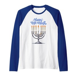 Happy High-Nukkah Funny Hanukkah Weed Jewish Holiday Raglan Baseball Tee
