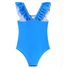 Ghteas - Traje de baño de una pieza con manga de volados, traje de baño para niñas, UPF 50+, traje de baño de playa de 2 a 10 años, Girasoles, 4-5T