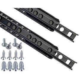 Stahlia Drawer Runners 17 mm 406 mm Length (2 Pieces) Black Partial Extension Drawer Runners Roller Extension Ball Guide for Drawers