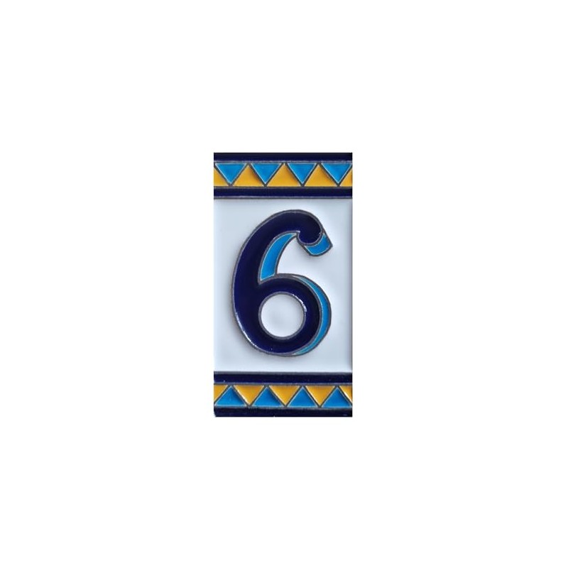 House Numbers Ceramic Tile Letters & Frame Spanish Orange Blue