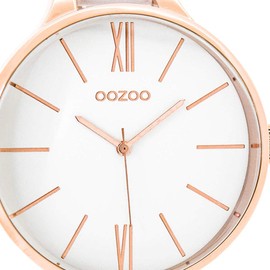 Oozoo C9540 Women's Watch with Leather Strap 45 mm Rose / White / White, Rose gold / white, Strap.