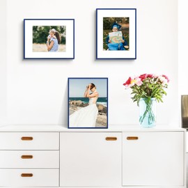 Golden State Art 11x14 Aluminum Picture Frame - Professional Gallery Wall Frame With 8x10 Mat, Scratch-Resistant Glass & Sawtooth Hanger for Photos, Artwork & Prints - Elegant Blue - 1 Pack
