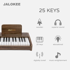 JALOKEE Kids Piano Keyboard, 25 Keys Digital Piano for Kids, Mini Music Educational Instrument Toy, Wood Piano for Toddlers Girls Boys (Walnut, 25 Keys)