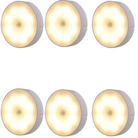 Magik US 6-12 Pack Motion Sensor LED Nigh Light Indoor Closet Wireless Wall Puck Lamp (6 Pack)