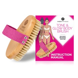 Tone & Glow Body Brush - Dry Brush for Cellulite and Lymphatic Drainage with Natural Bristles for Exfoliation and Skin Tightening