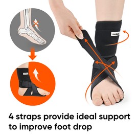 NEOFECT Drop Foot Brace - Adjustable AFO Ankle Brace for Walking & Stroke Recovery, Breathable Material for Ankle and Foot Support, Comfortable Design (Large/Right)