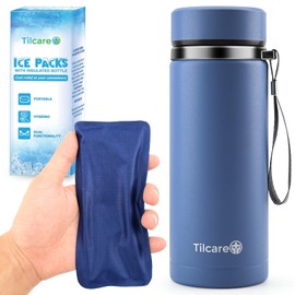 Gel Ice Packs for Injuries Reusable with Insulated Bottle - 4X Instant Cold Packs for Injuries 6.70”x3.15” - Medical Grade Gel Ice Packs - Portable Soft Ice Pack for Surgery