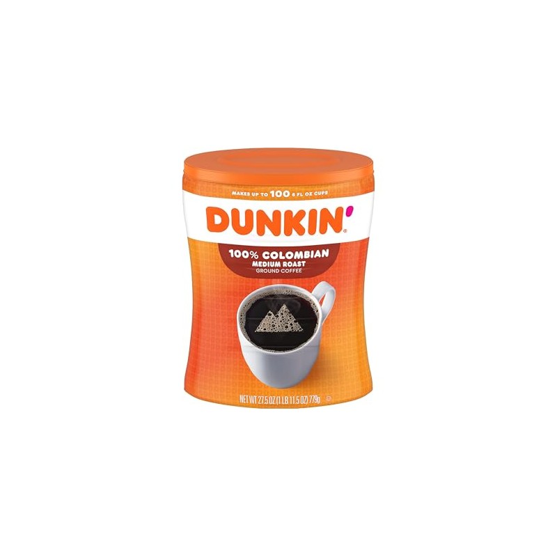 Dunkin' Donuts 8133401292 Colombian Ground Coffee, Medium Roast, 27.05 oz.