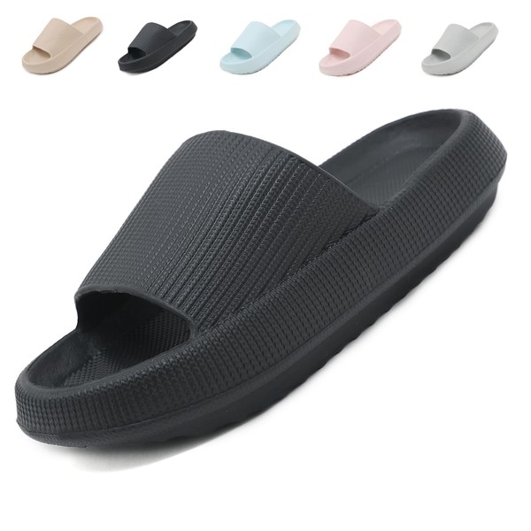 Uniuni Cozislides Original Slippers with Thick Sole, Size 36-47, black