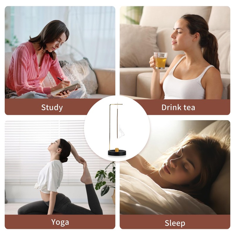 TIHNY 2-in-1 Wooden Incense Stick Holder with Cone Spool, Upside