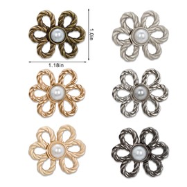 12 Sets Flower Waist Tightener Buttons, No Sew Adjustable Waist Buckles for Jeans, Pants, Skirts - Easy to Use Decorative Fasteners (6-Petal Design)