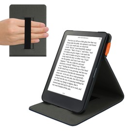 kwmobile Cover Compatible with Kobo Clara HD - Case with Strap + Stand - Dark Blue