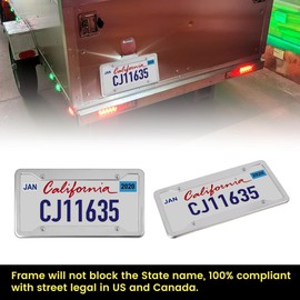 Oyviny Trailer License Plate Bracket Holder & Universal License Plate Frame Kit Silver, RV Truck Boat Trailer 4 Holes Stainless Steel Car Tag Frame Cover Aluminum License Plate Light Bracket
