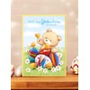 Grandson Easter Card - Bear with Colourful Eggs Chicks Daisies