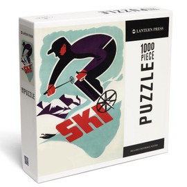 Lantern Press 1000 Piece Jigsaw Puzzle, Retro Skier