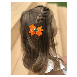 Girl School Hair Bow Back to School Hair Clip Hair Pin School Hair Accessories 2 Pack TSFJ55 (Orange)