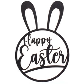 Papierdrachen Wooden Easter Pendant - Wooden Ring Black - Reusable Easter Decoration 30 x 20 cm 4 mm Thick - with Decorative Ribbon - Happy Easter - Set 2