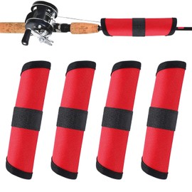 4 Pack Fishing Lure Covers for Rod, 6" Lure Shield, Red Wrap Fishing Bait Covers with Velcro, Fishing Pole Sleeve Lure Shield Bait Storage Protector