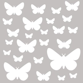PREMYO Set of 25 Butterfly Wall Stickers Kids - Nursery Decor Easy to Apply - Decals for Bedrooms for Girls Boys White