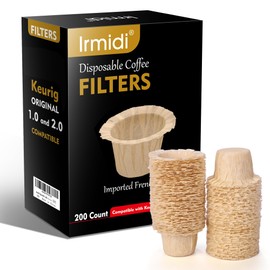 Irmidi 200 Count Natural Disposable Coffee Paper Filters,Coffee Filter Compatible with Keurig Single Serve Coffee Maker