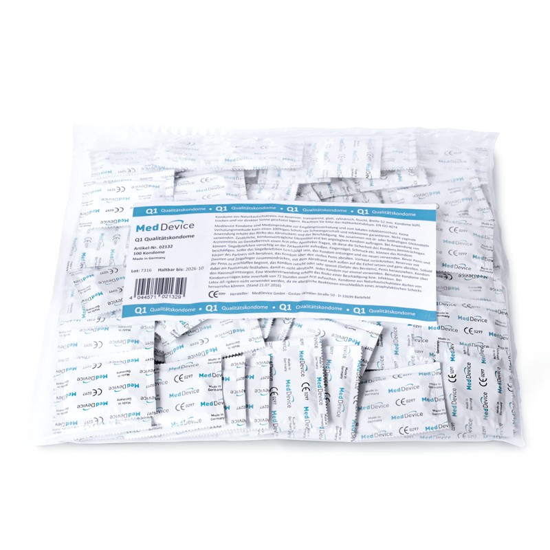 Ritex Qualitätskondome Q1, 100er Pack, transparent, feucht, Großpackung, Made in